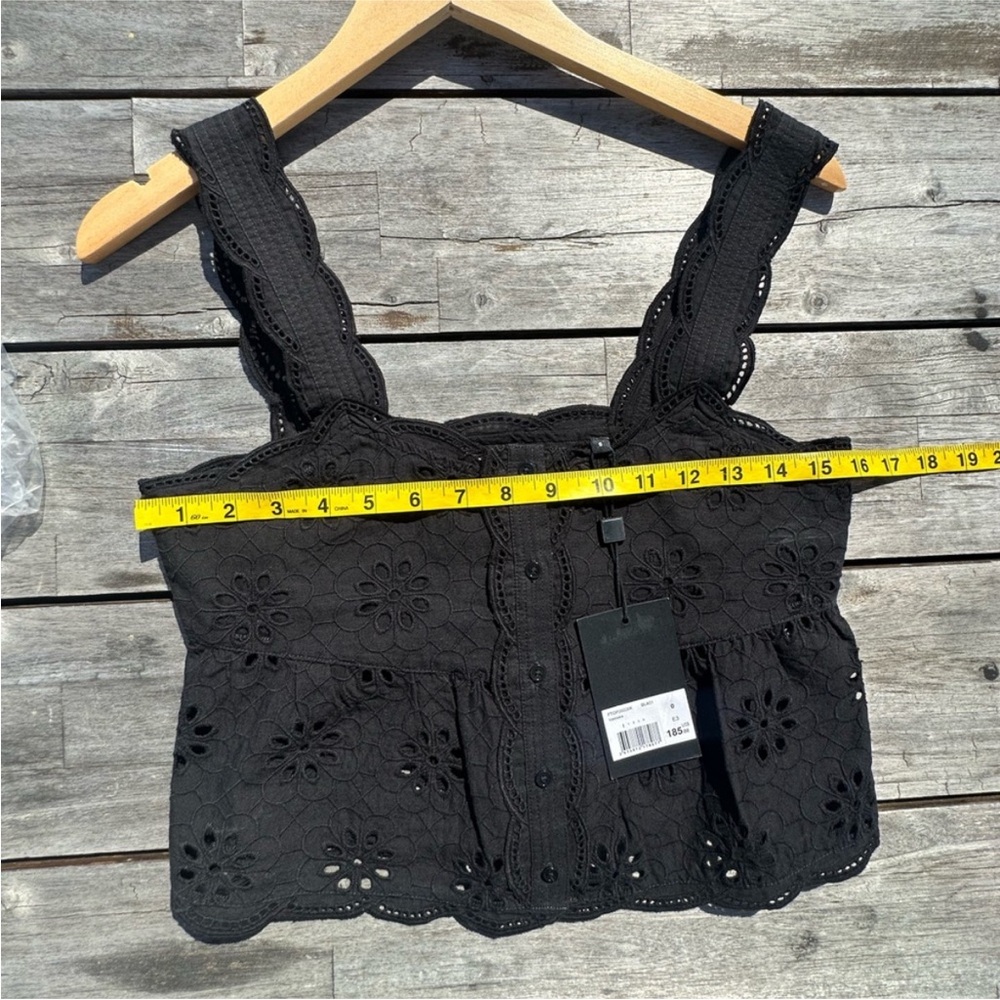 The Kooples Black Eyelet Scallop Crop Top | Size 0 - Picture 4 of 5
